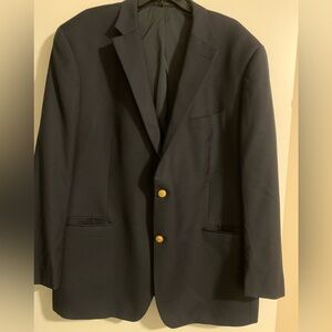 Ralph Lauren Classic Deep Navy 100% Wool Blazer with Gold Buttons Size 48R